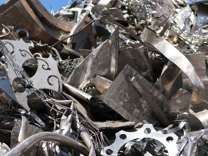 Sheared steel scrap gathered for recycling